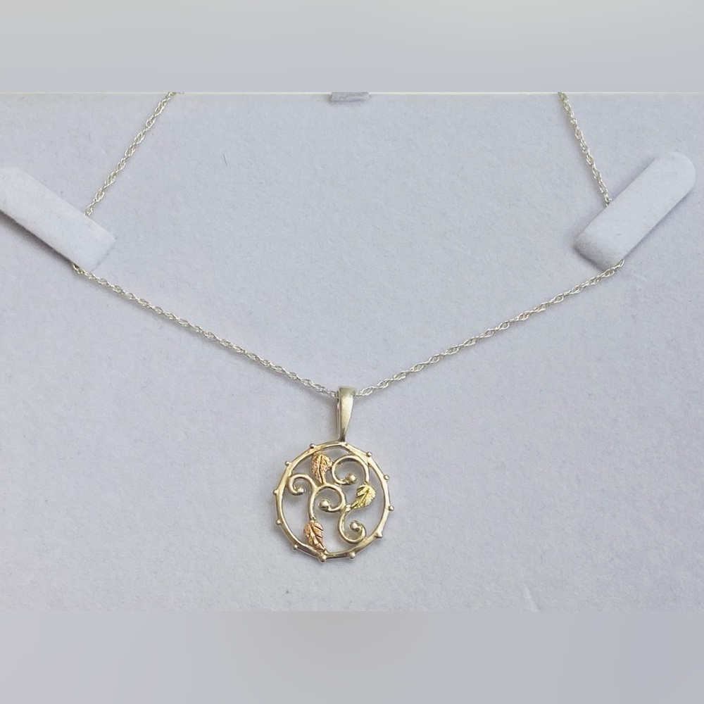 12k Tricolor Leaf Pendant and Sterling 925 Necklace - Picture 2 of 9